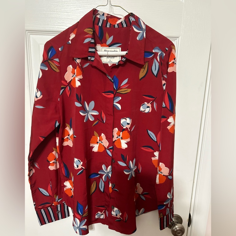 Abercrombie and Fitch Vibrant Floral Button-Up Shirt